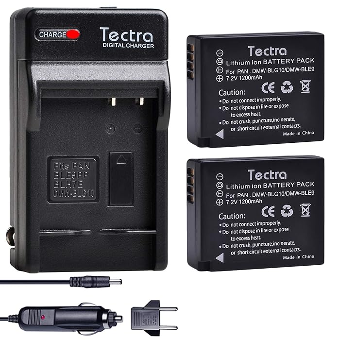 Buy Tectra 2Pack DMWBLG10 DMWBLE9 Battery and Charger for Panasonic