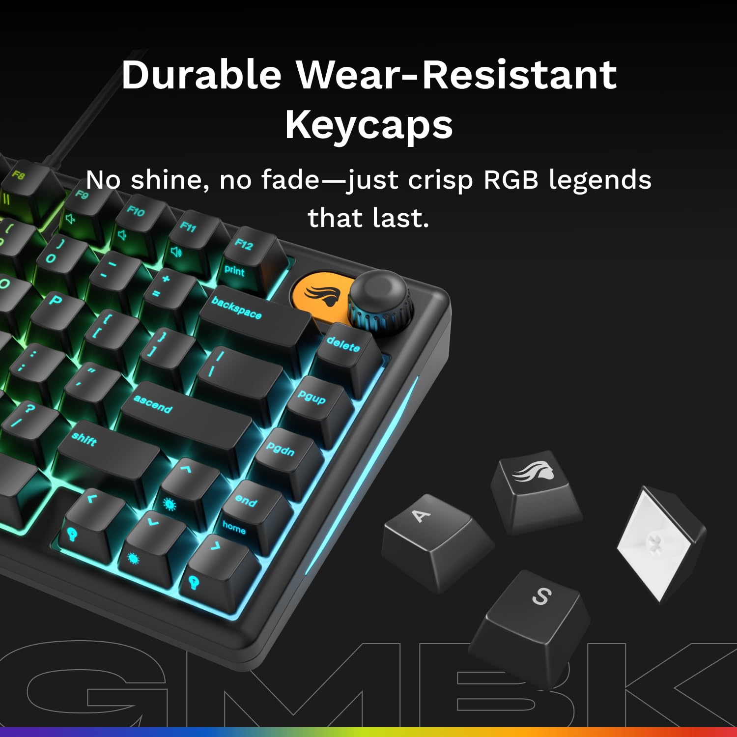 GLORIOUS GMBK 75% Teclado Gaming Mecánico IP57 QWERTY UK (Negro) | Resistente al agua y polvo, teclas intercambiables, iluminación RGB de 10 zonas, switches silenciosos y muy sensibles duran