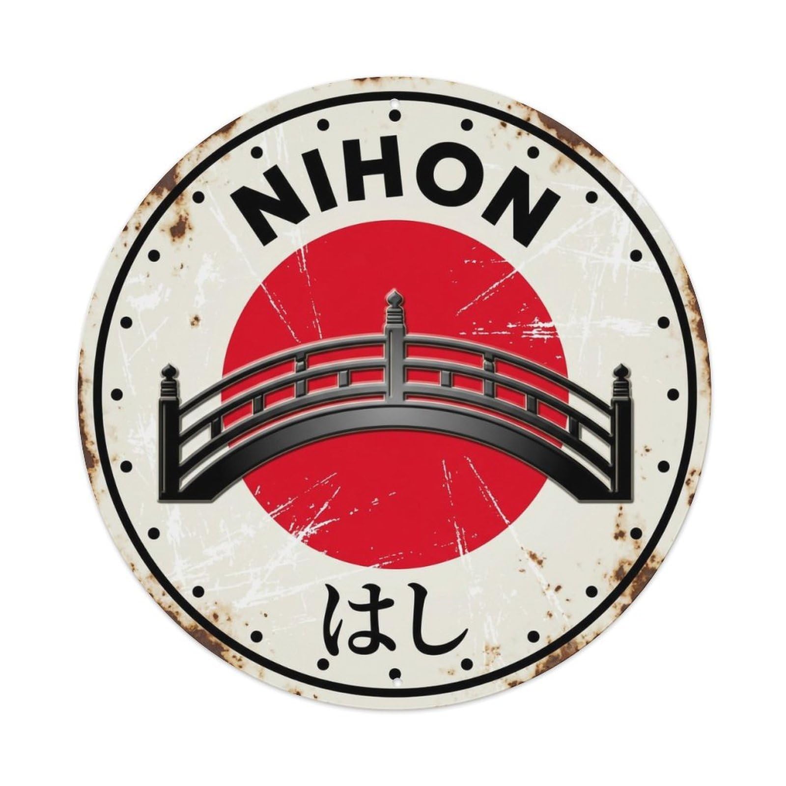 Yrnq 8X8inch Vintage Style Shrine Bridge Nihon Sacred Crossing Vintage Metal Tin Sign
