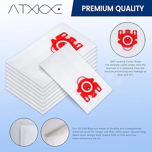 Miniatura 3 de Paquete de 16 bolsas de repuesto FJM para bolsas de vacío Miele tipo FJM, aspiradora de eficiencia 3D, compactas C1, C2, S6000-S6999, S4000-S4999,