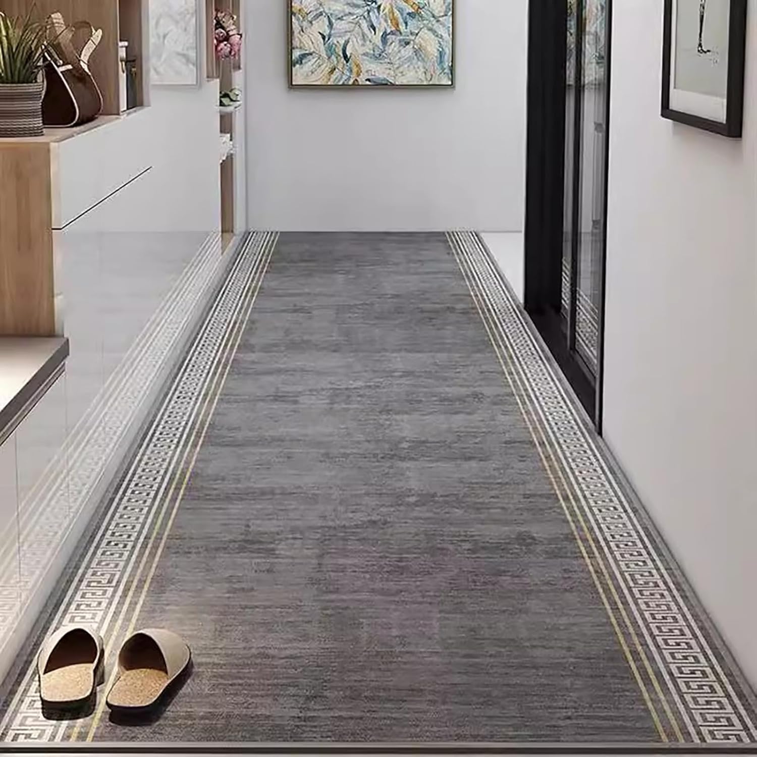 Simplicity Hallway Runner Rug Gray Wide 1.8m/1.5m/1.2m/0.9m/0.6m, Modern Commercial Hallway Rugs/Area Carpet for Entryway Hall Hallway - Non Slip Washable Non Slip Runners (Color : W X L, Size : 6X