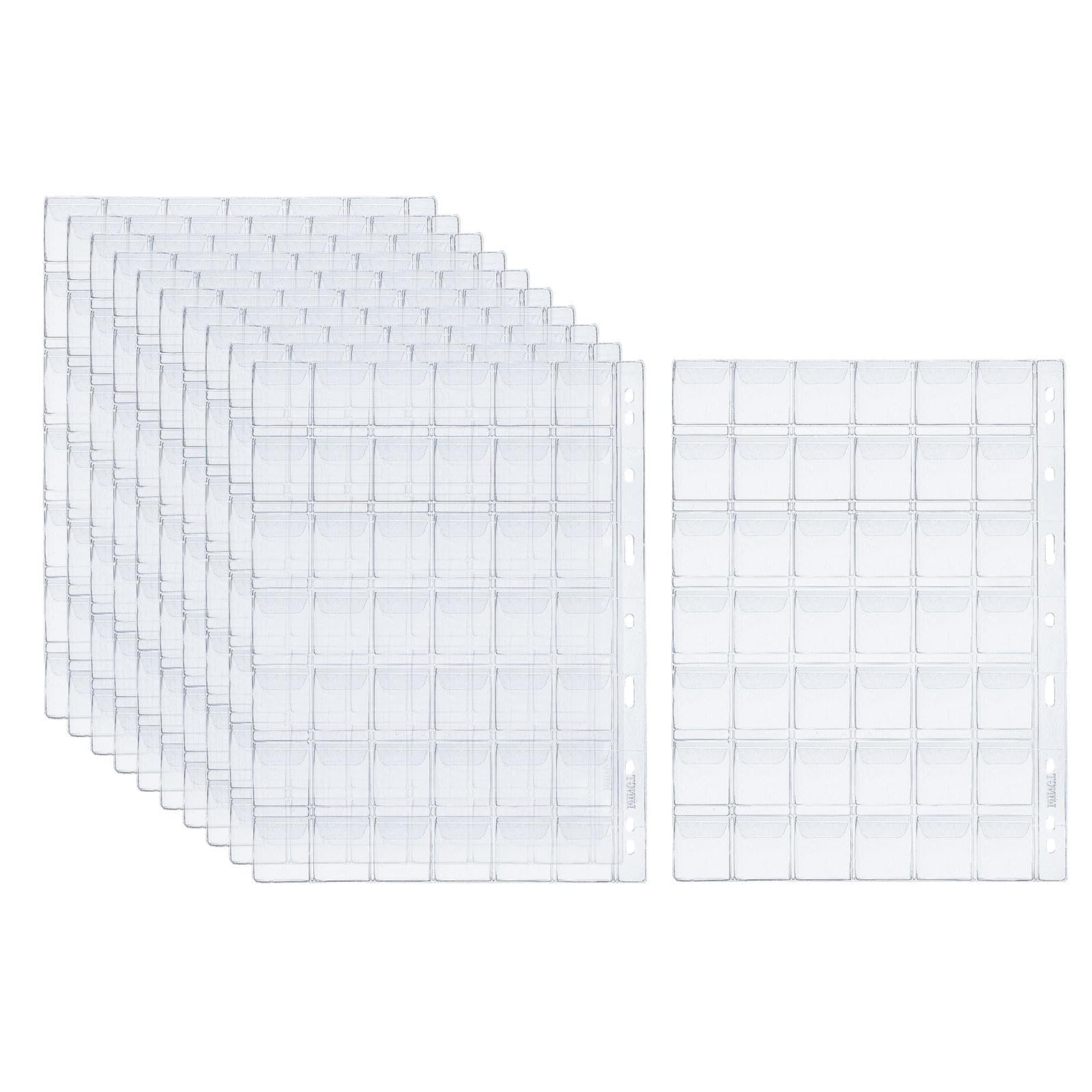 PATIKIL 42 Pockets Coin Collecting Pages, 10 Sheets Coin Binder Inserts Sleeves with 9 Hole Coins Holder for Coin Book Album, Clear