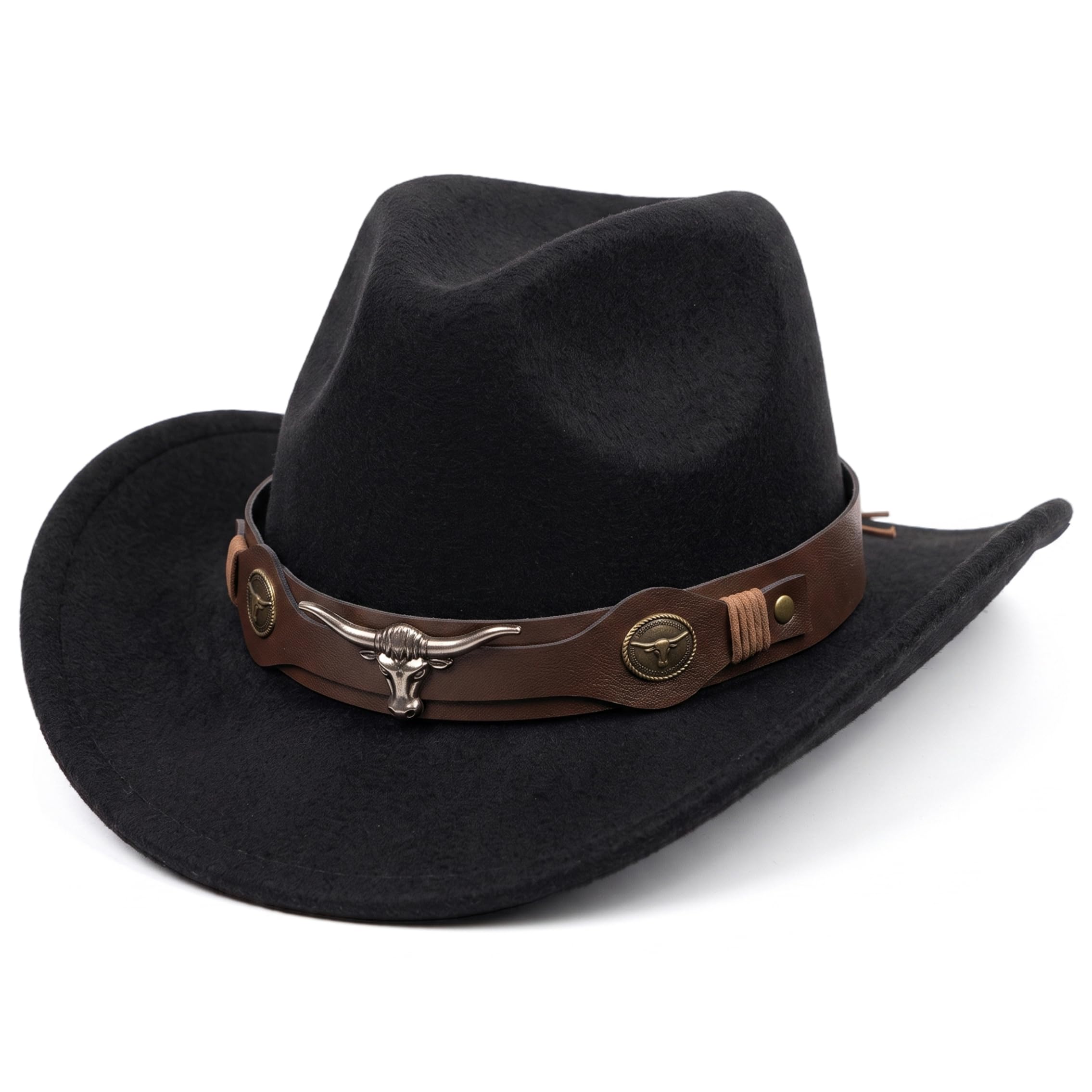 Cappello Western per uomo e donna, finitura Fedora Coffee con testa di