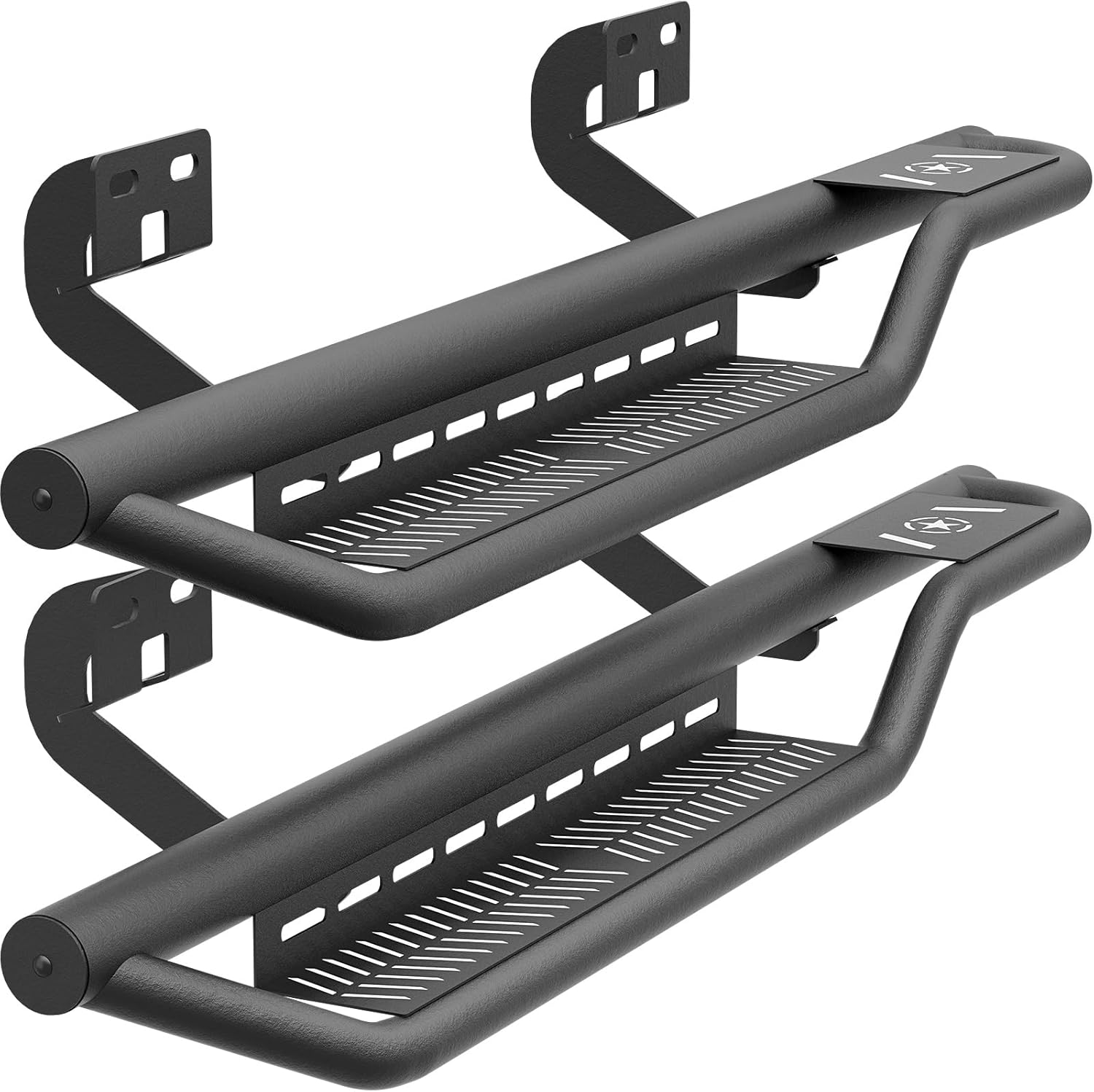 Regular Cab Running Boards Sides Step Compatible with 2009-2014 Ford F150 Single Cab (Only for 2 Doors), Two Stairs Design Heavy Duty Steel Nerf Bars Plates Rock Sliders Rail, Textured Black
