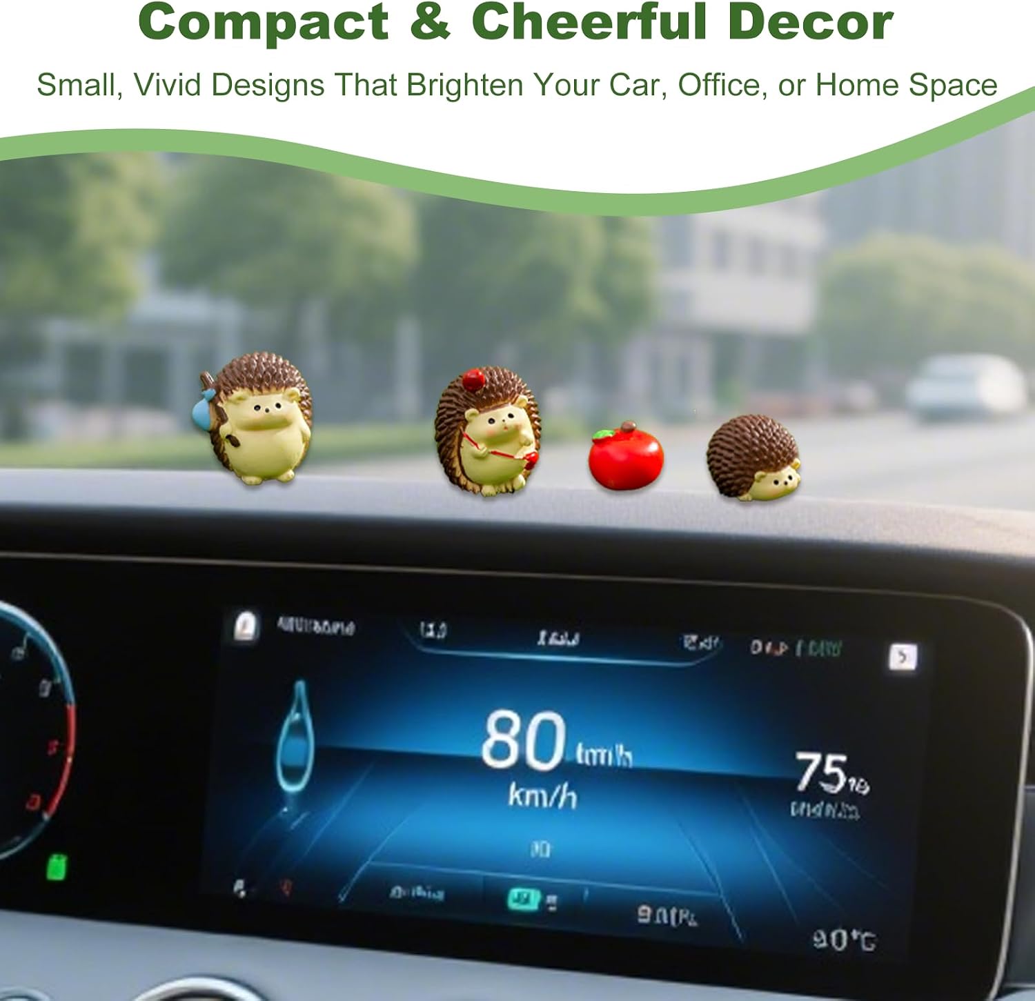 6Pcs Cute Hedgehog Decor Car Accessories for Women Mini Hedgehog Figurines for Dashboard and Rearview Mirror Aesthetic Car Ornaments and Decorations Hedgehogs for Car Dash and Desk image 4