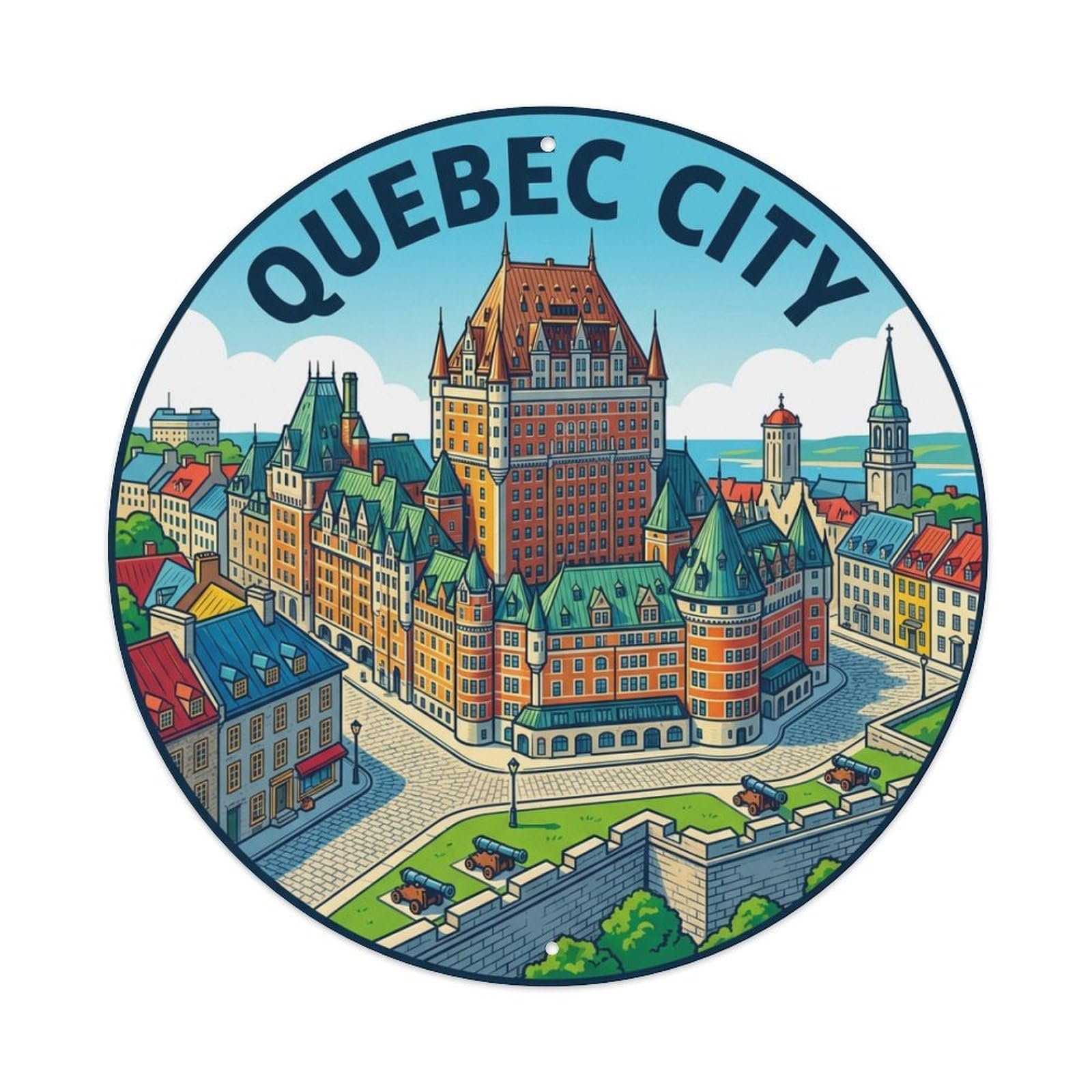 Travel Vintage Canada Quebec City Metal Tin Sign