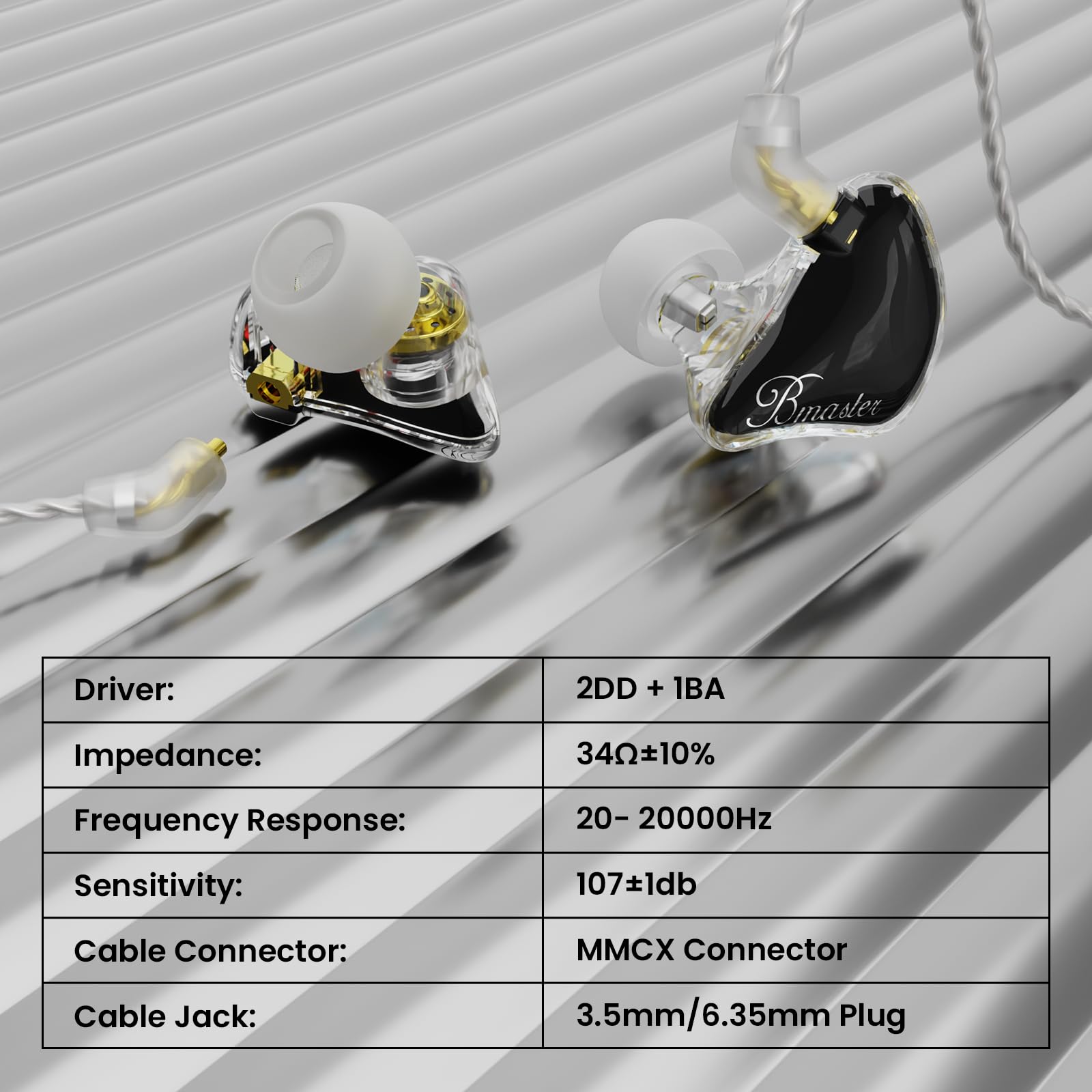 BASN Triple Driver Earphones Noise Isolation Bass HiFi Earbuds - Dettaglio