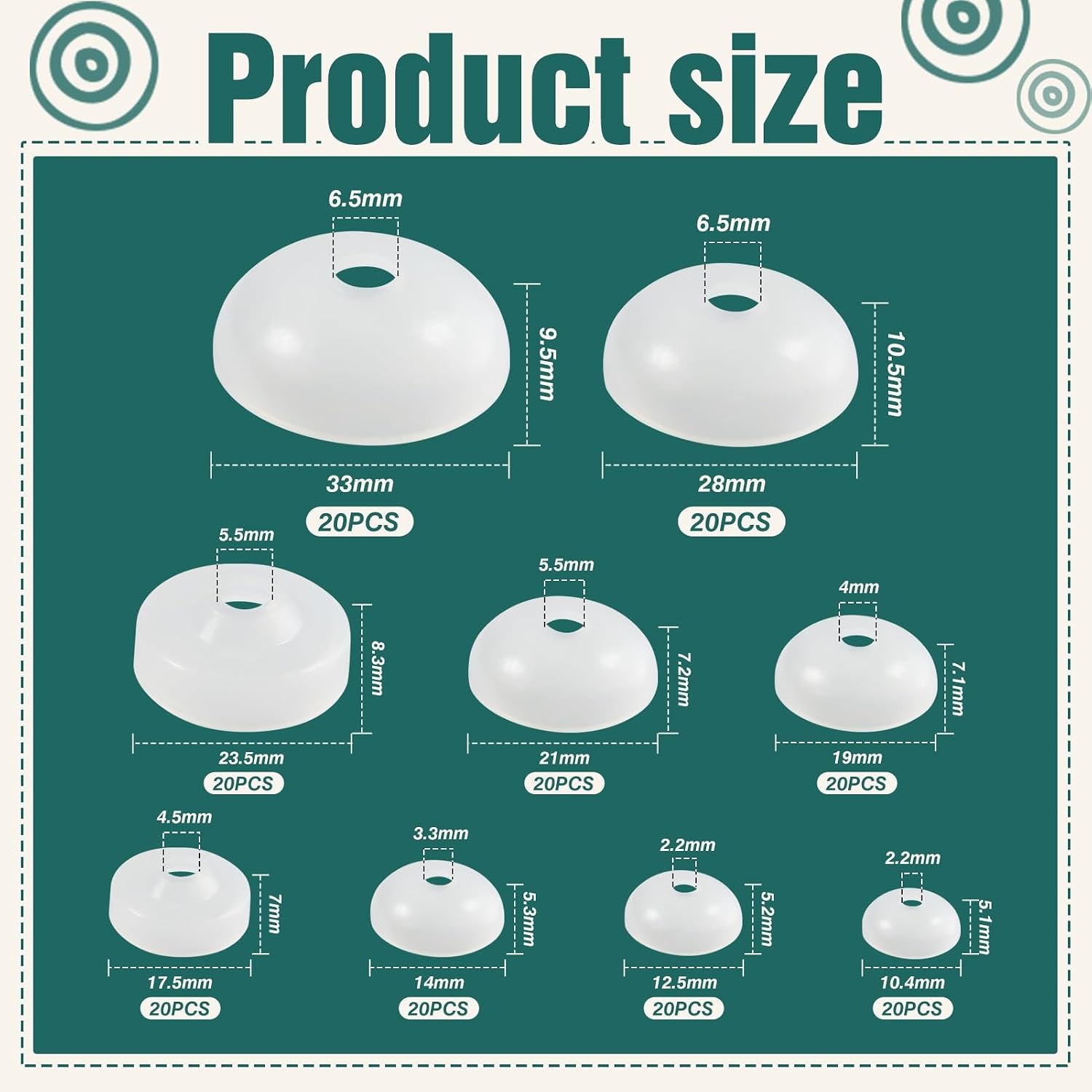 TOAOB 180pcs Safety Eyes Backs 9mm to 30mm Plastic Sinker Designed Washers for Safety Eyes and Noses Doll Accessories Washers for Stuffed Animals Amigurumis Crochet Doll Making