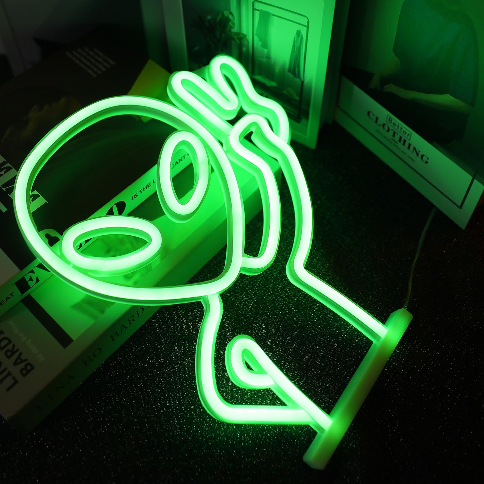 ENUOLI Alien Neon Sign,USB Powered Neon Light Signs for Wall Decor Game Room Decor Hip Hop Party LED Alien Sign for Teen Bedroom Home Wall Party Light (Green) - Image 2