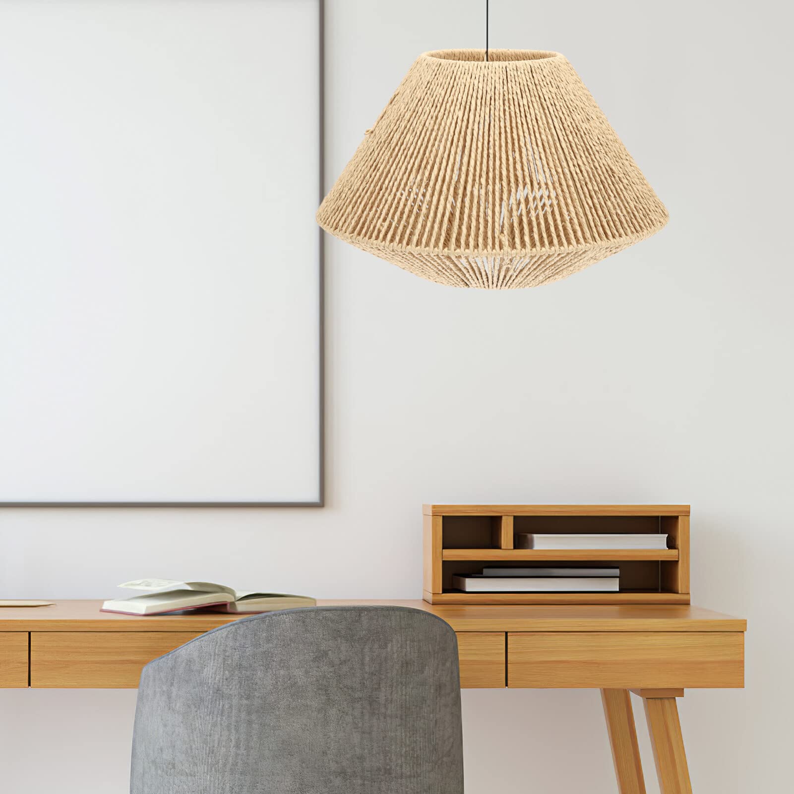 OSALADI Paralume In Rattan Intrecciato - Design Retrò In Corda Di Carta Per Lampadario, Caldo E Naturale