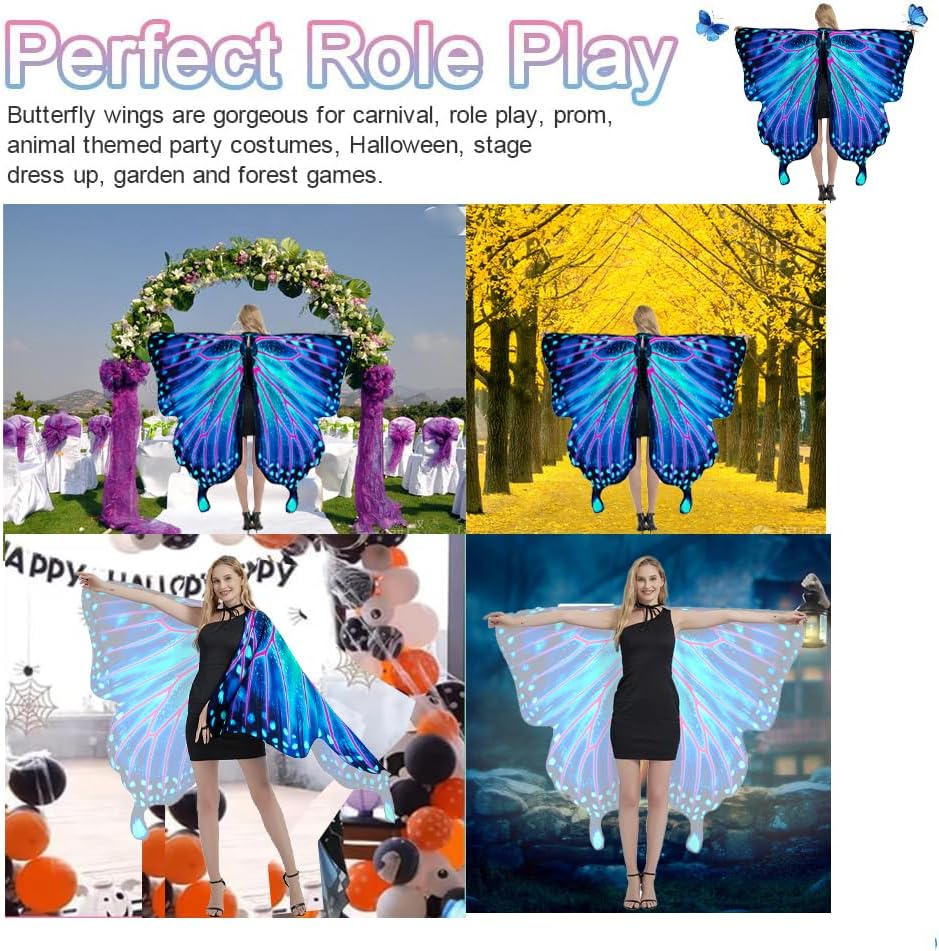 Miniatura 5 de Butterfly Wings Adult Costumes Fairy Wing Cape Womens Shawl Colorful Nymph Pixie Accessory for Christmas Halloween Cosplay