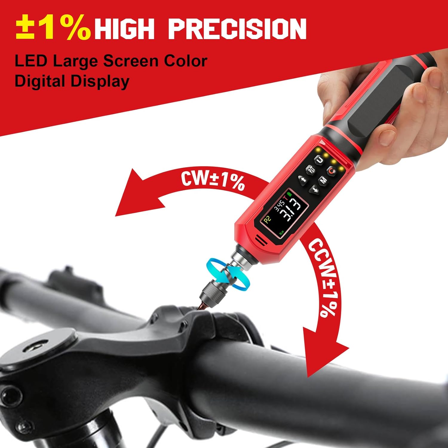 Digital Torque Screwdriver 1.5-88.5in-lbs./0.15-10Nm, ±1% Accuracy Screwdriver Torque Wrench Set with LED Alarm,Buzzer,Vibration,9 Preset Mode and Data Storage,for Bike,Guns,Scope Mounting