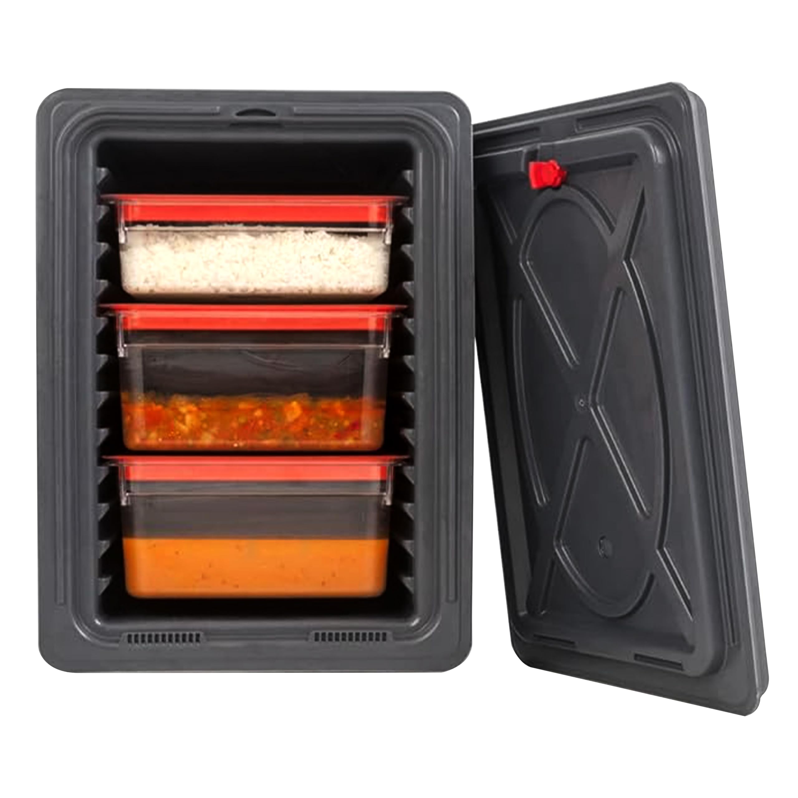 GGM Gastro Thermobox Frontlader 63 L für 12x GN 1/1 | hervorragende Isolierung, stapelbar, spülmaschinengeeignet, verstärkte Ecken, ergonomische Griffe, zeitsparende Reinigung