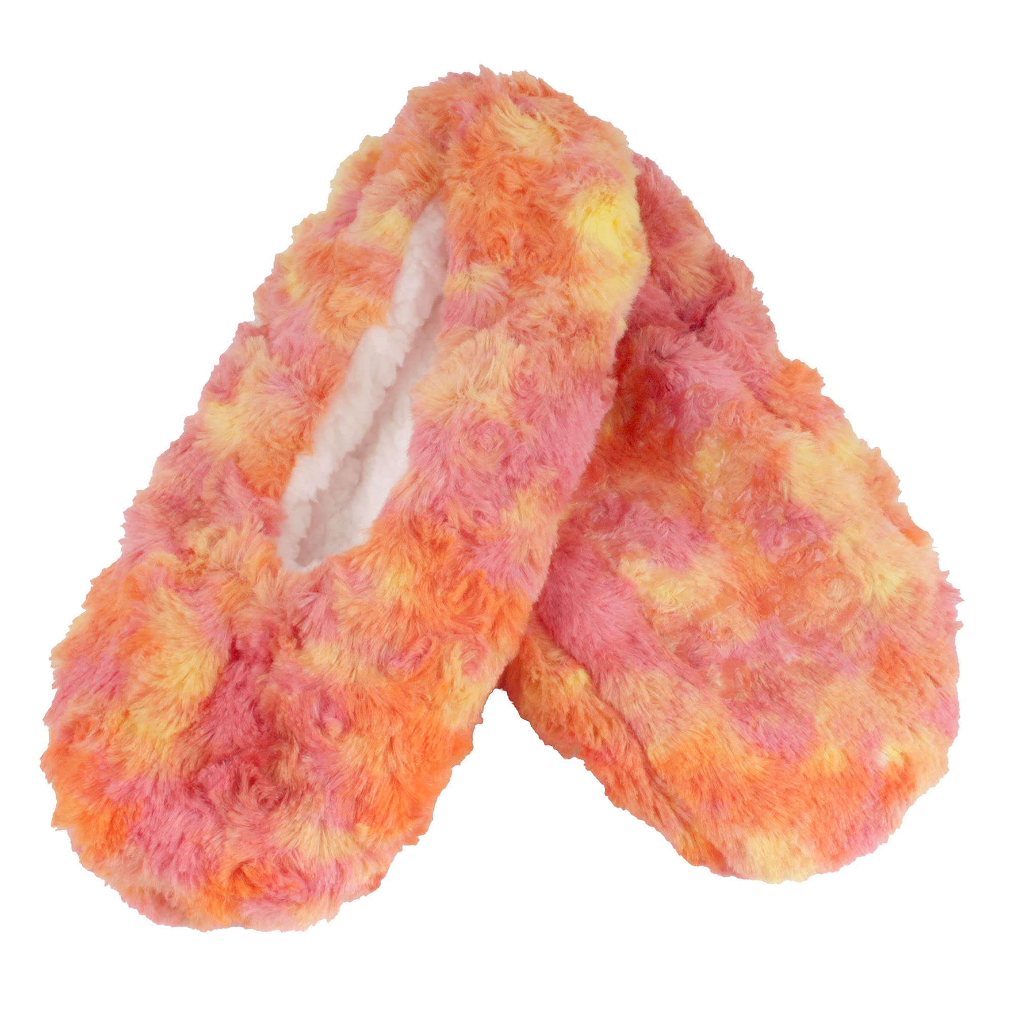BambooMN Women's Fuzzy Patterned Non-Slip Lined Slippers, Home &amp; Travel