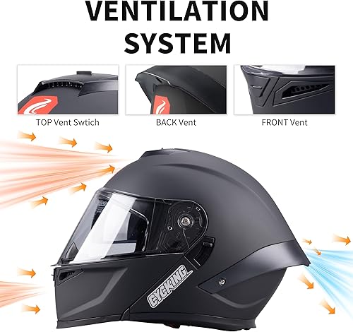 Miniatura 3 de Motorcycle Full Face Helmet Dual Visor Helmets for Adult Men and Women with Smoked Sunshield DOT Approved Quick Release Buckle Four Season Removable