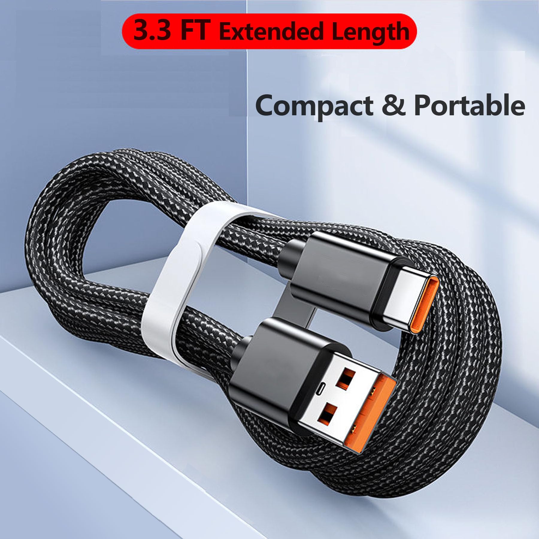 Cavo di ricarica USB di tipo C per pistola da massaggio, compatibile con BOB e Brad, FVZ, TheraGun, Renpho Mini, TOLOCO, RAEMAO, Medcursor, pistole da massaggio | Cavo in nylon intrecciato da
