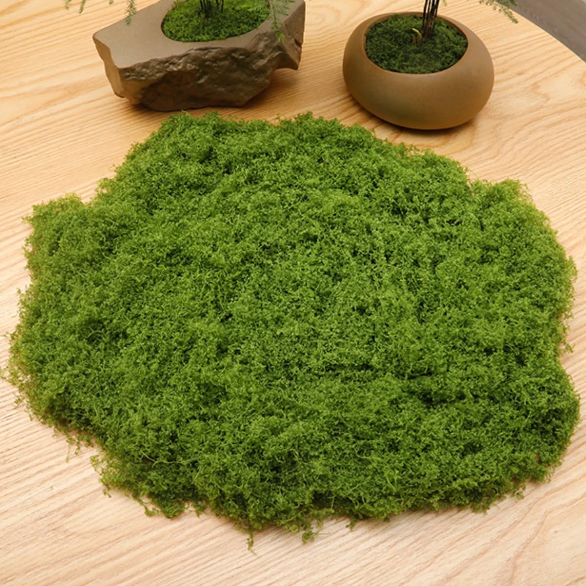 FOLANDO Moss For crafting, 100g Artificial Moss Decoration for Indoor Plant Pots Landscape Decoration Terrarium Aquarium Decor Artificial turf Artificial Plants Silky moss TextileοΌlight greenοΌ