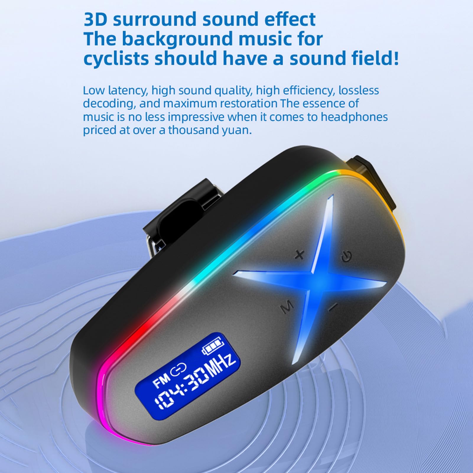 Auricolare Bluetooth per Casco con Surround 3D, Illuminazione RGB, BT 6.0, Impermeabile IP65, 40 Ore di Riproduzione, Interfono Bidirezionale con Mixaggio Musicale per