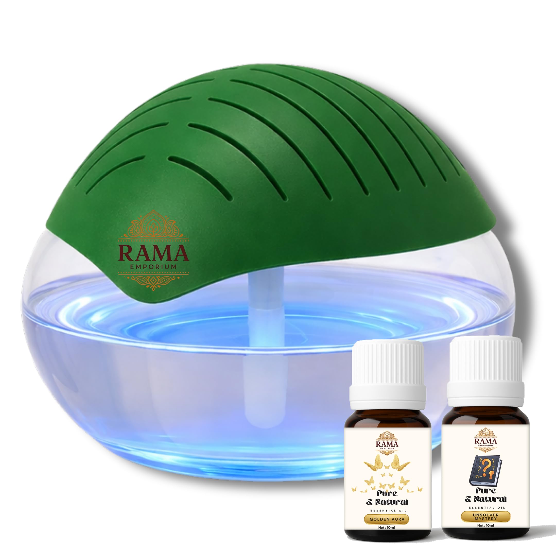 Rama Emporium 2-in-1 Air Diffuser & Humidifier – White Aroma Diffuser for Bedroom, Office – 500ml Capacity – Free Fragrance Oil Included (Green LED)-image-25