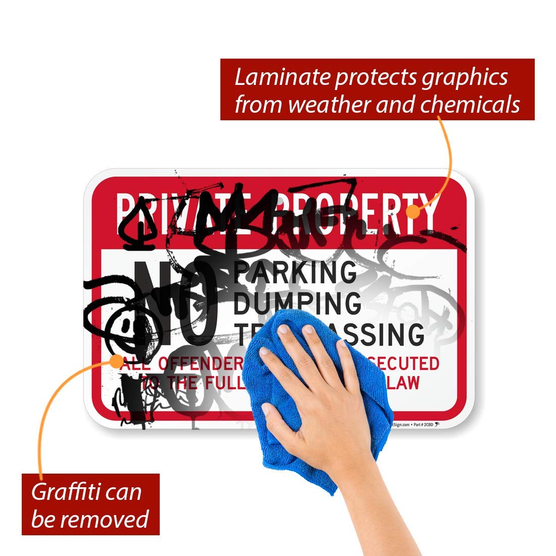 SmartSign Panneau « No Parking No Trespassing No Dumping », panneau de propriété privée – offenders pourpoursuted, 30,5 x 45,7 cm, 3M EG réfléchissant en aluminium et métal inoxydable