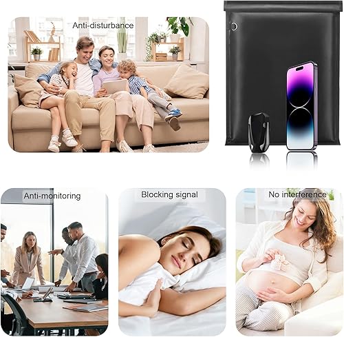 Miniatura 7 de yaokvide Bolsas Faraday grandes, paquete de 5 jaulas Faraday para portátiles, tabletas, teléfonos y llaves de coche, protector de llavero Faraday,