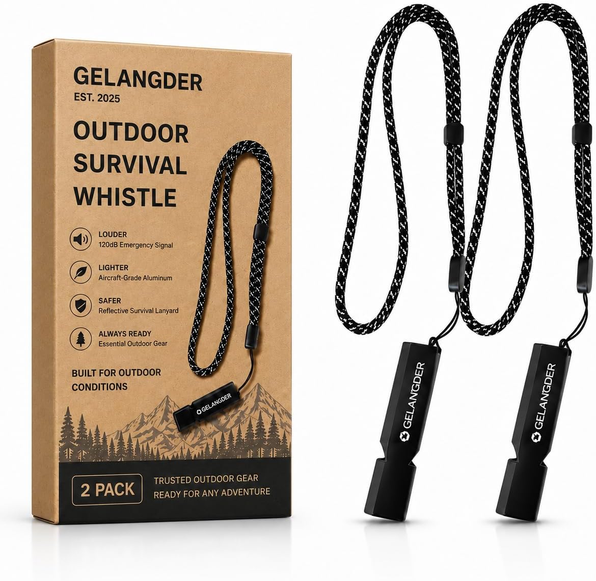 2-Pack Emergency Survival Whistle with Gift Box