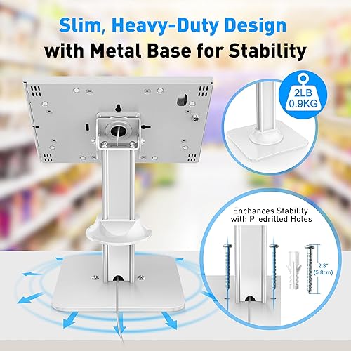 Miniatura 6 de AboveTEK Soporte antirrobo para quiosco para iPad  Soporte de seguridad para iPad POS y soporte de tableta con bloqueo  Base resistente, giro de