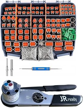 JRready ST2158 JRD-HDT-48 Deutsch Crimp Tool Turret Style Positioner for Deutsch Solid Barrel Contact Size 12 16 20 Deutsch DT, DTM, DTP Connectors, Wire 12-22AWG with JRready DW1007 Deutsch Connector