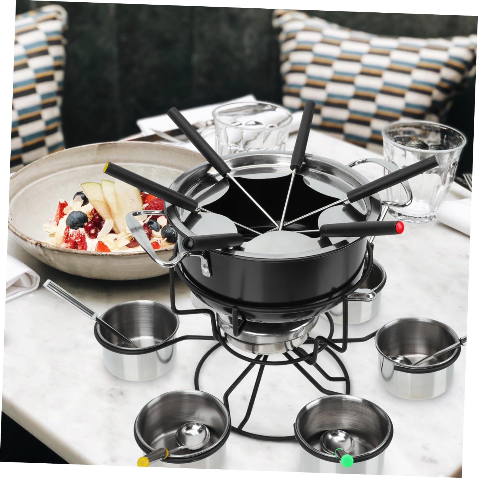 FUNOMOCYA 1Set Cheese Fondue Pot Portable Chocolate Warmer for Melting Cheese Butter and Chocolate for Baking and Cooking Present for