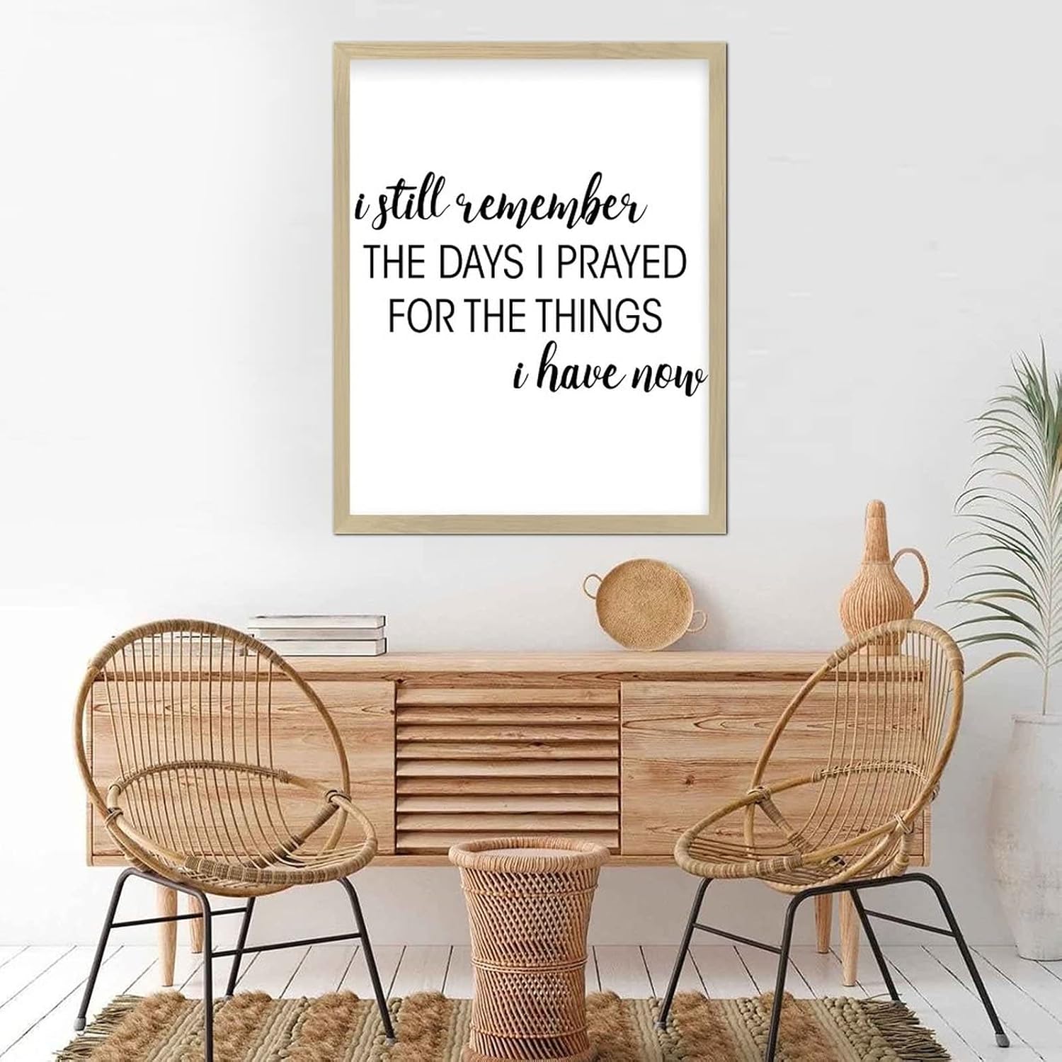 Retro Style 16x20in Wooden Wall Plaque with Classic Quotes I Still Remember the Days I Prayed for the Things I Have Now Beige Frame Wooden Plaque for New Home Farmhouse Garden Yard Porch Wall Decor