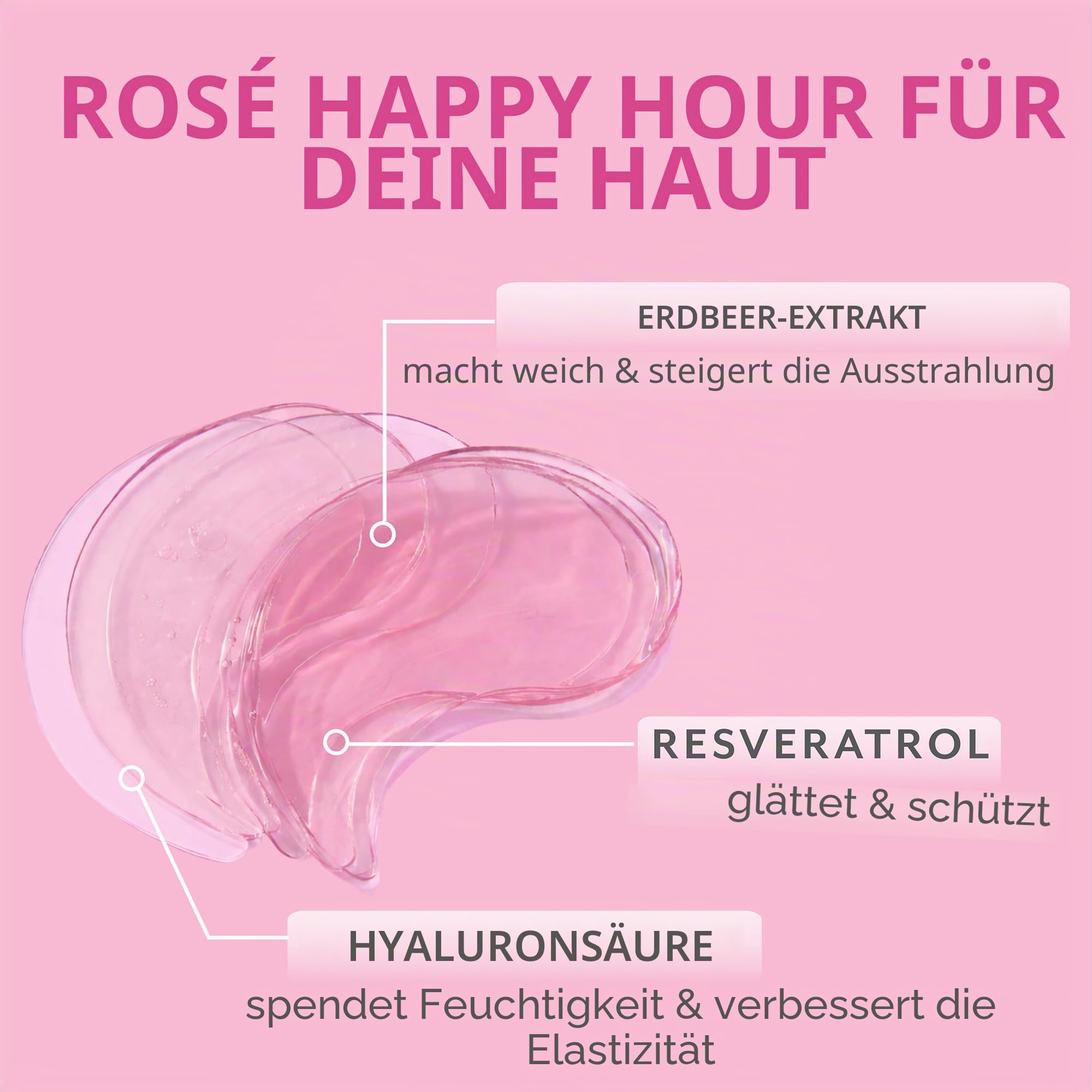 Patchology Serve Chilled Rosé Eye Gel - Pflegende Augenpads mit Resveratrol, Hyaluronsäure und Erdbeerextrakt - Eye Gels Feuchtigkeitspflege gegen Schwellungen, Müdigkeit und Trockenheit - 5 Stück