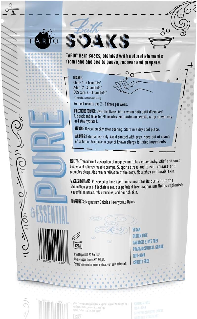 Buy TARIO Pure and Essential bath salts 100 Natural Magnesium Flakes