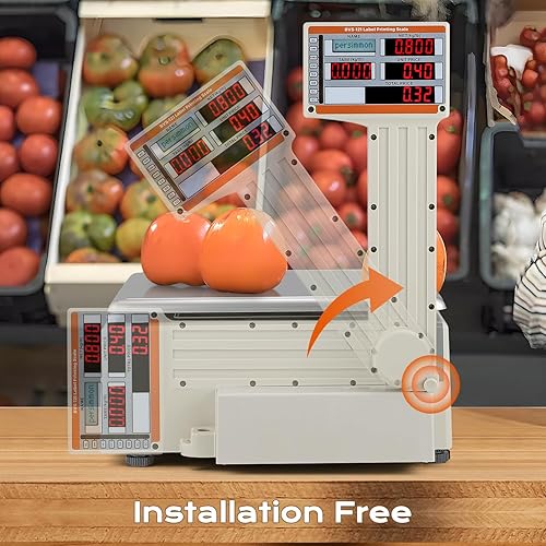 Miniatura 6 de Bonvoisin Label Printing Scale 66lbs Capacity Price Computing Scale Pole Display with Label and Receipt Printer Commercial Barcode Scale for Retail