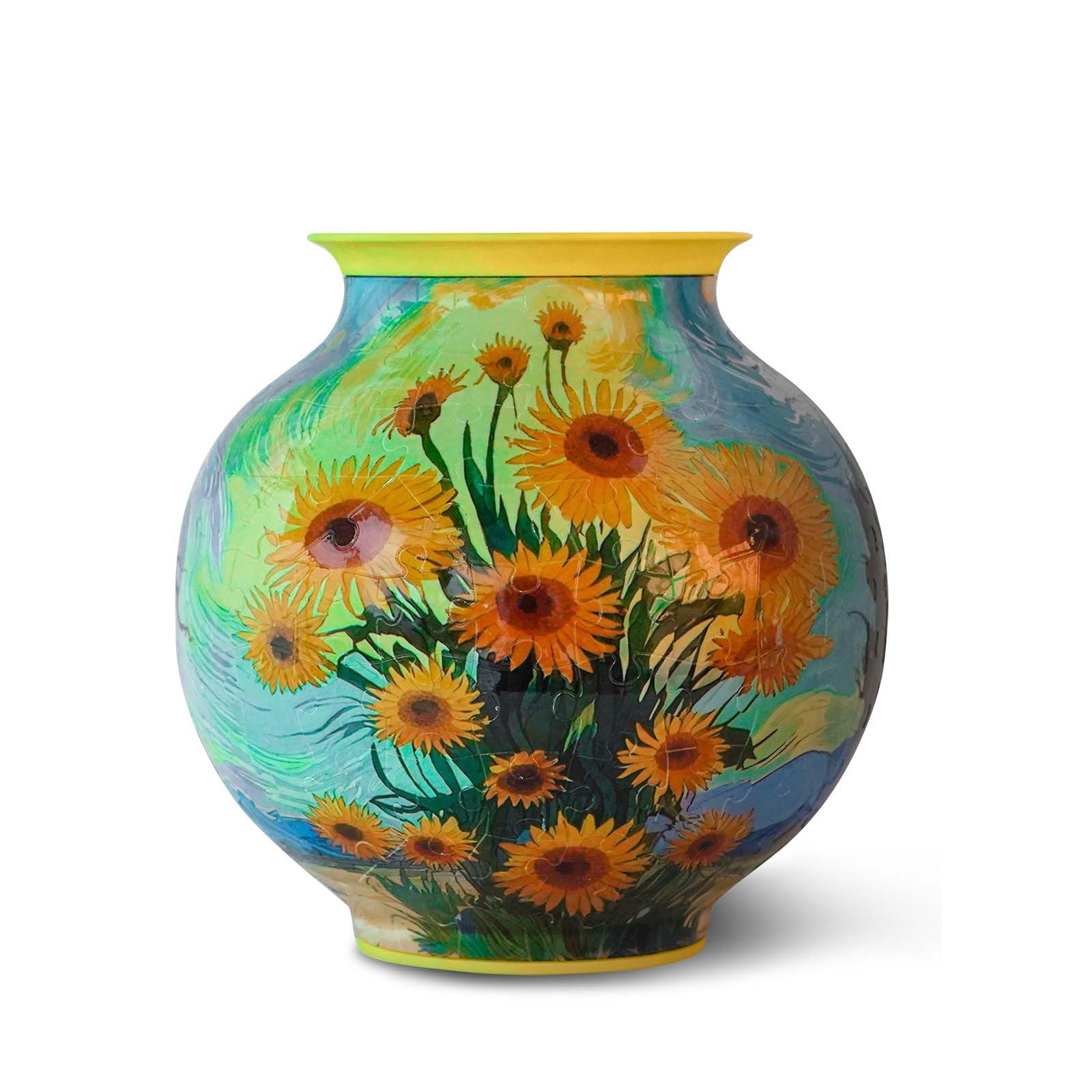 3D Puzzle Vase for Adults Circular, Vase Puzzle Planter with Curved Pieces & Removable Water Cup, Vases for Flower Home and Office Decor (Model 1, Circular)