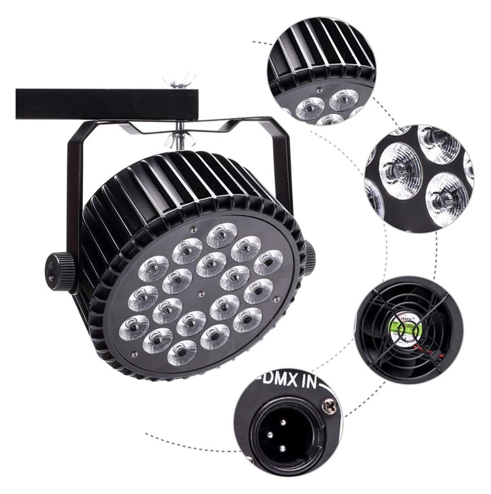Luce da palco per DJ a LED Attrezzatura di illuminazione for DJ da palcoscenico RGBW UV 4in1 in alluminio 18x12w RGBW UV 4in1 LED DMX a 4 colori Par Light RGBW UV per Eventi Feste di Natale Matrimoni