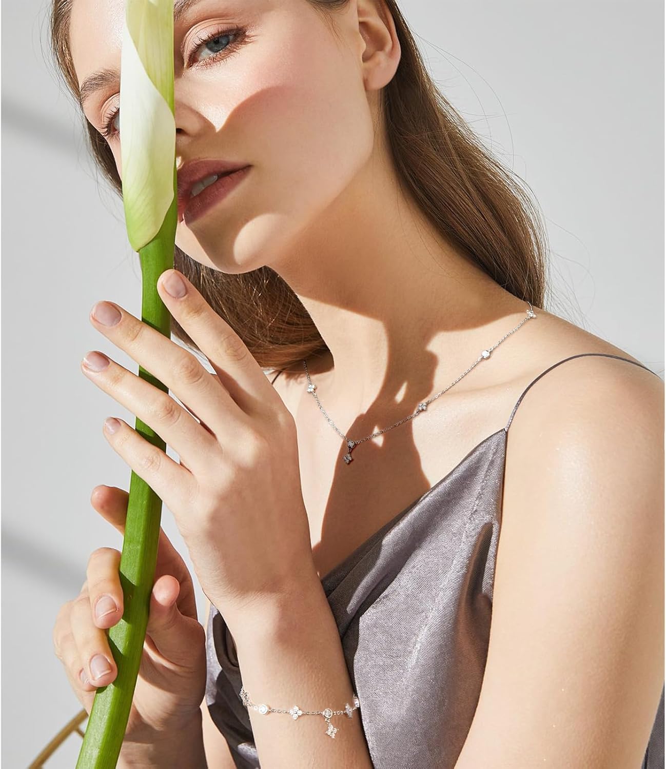 Moissanite Necklace for Women, 925 Sterling Silver Station Choker Necklaces D Color VVS1 Clarity Lab Created Imitation-diamond Dainty Simple Jewelry with Certificate of Authenticity - Image 3