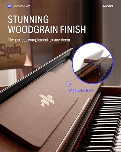 Miniatura 5 de Donner Piano digital con 88 teclas dinámicas graduadas de acción de martillo con teclado ponderado, piano digital vertical DDP-200 para profesional