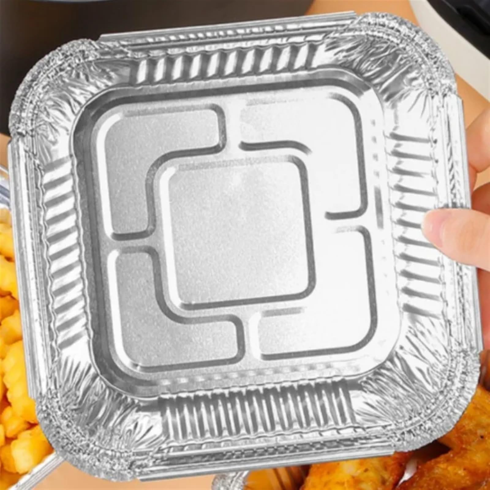 Bandejas Desechables Bandeja de Aluminio Resistente for Horno, de 20 a 50 Piezas, con Forma Cuadrada, for Guardar Alimentos en Lata for Barbacoa(50pcs)