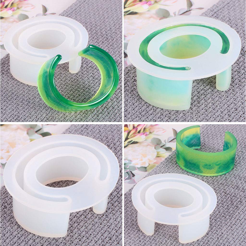 Stampo in silicone trasparente a forma di uovo, per resina epossidica, a forma di fiore vero, design aperto, per braccialetti in resina