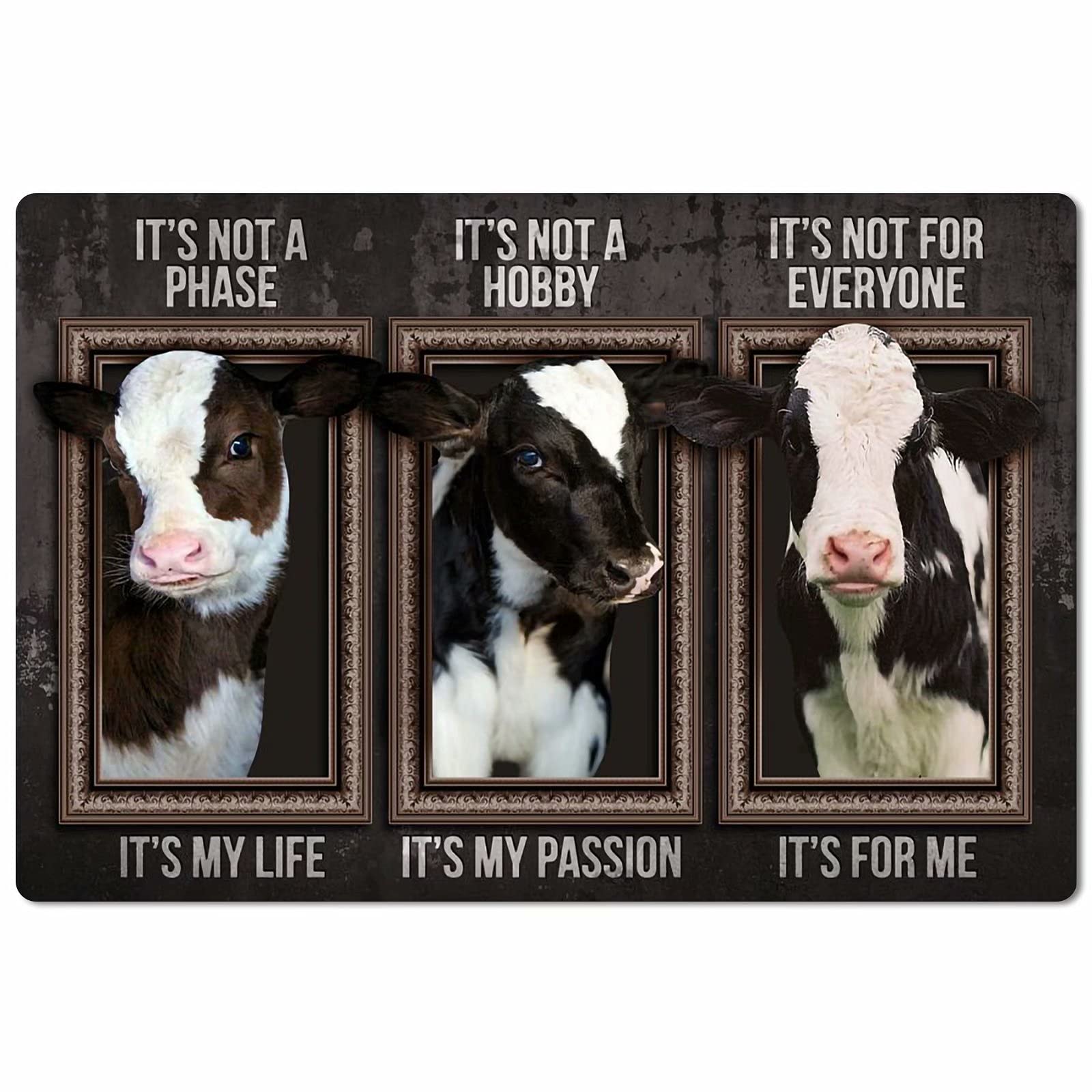 Lawenp Cow Metal Sign,It'sA Phase It's My Life,It'sA Hobby It's My Passion,Retro Wall Decor for Farm Home Bar Restaurant Cafe Pub Outdoor 12x16 Inch