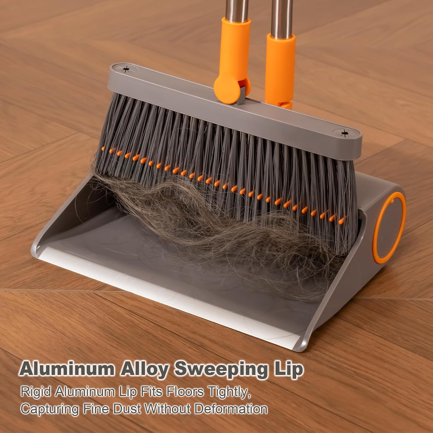 Mitclear Broom and Dustpan Set, Retractable Self-Cleaning Comb Teeth