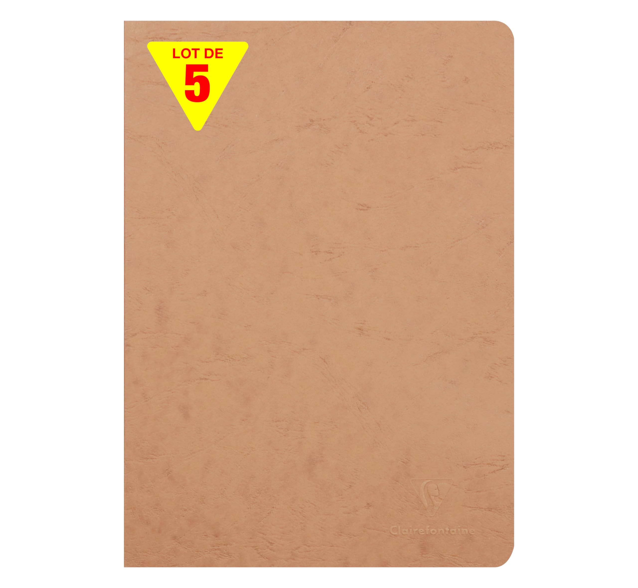 Clairefontaine 73306CPack Age Bag Collection Pack of 5 Stapled Notebooks Tobacco A4 21x29,7 96 Lined Pages w/ Margin White Paper 90g Glossy Card Covers Leather