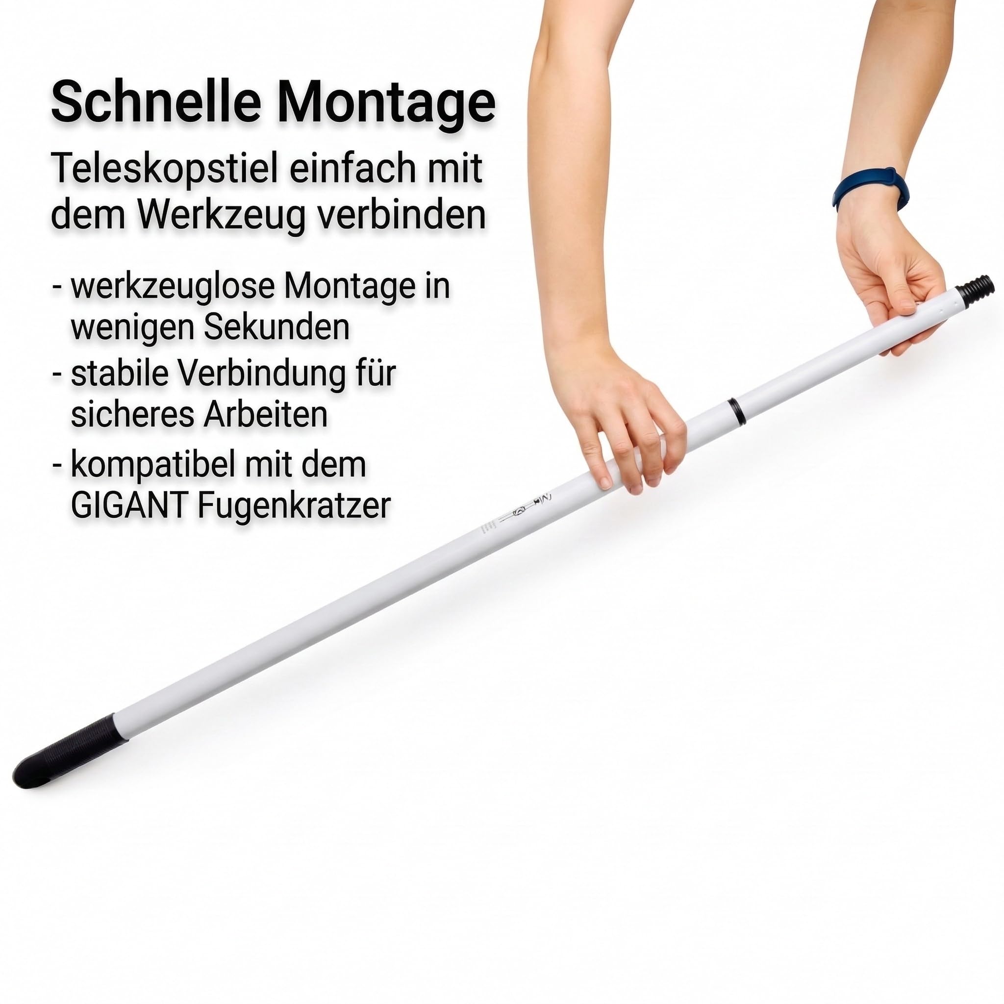 GIGANT Fugenkratzer mit Stiel Fugenreiniger Unkrautkratzer Schneide aus Vollhartmetall verschleißfest wendbar Handgriff inkl. Teleskopstiel und Ersatzschneide
