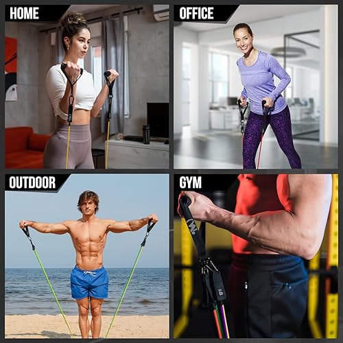 Miniatura 6 de INTENT SPORTS Juego de bandas de resistencia bandas de ejercicio con asas, anclaje de puerta, correas de tobillo para piernas, bolsa de transporte