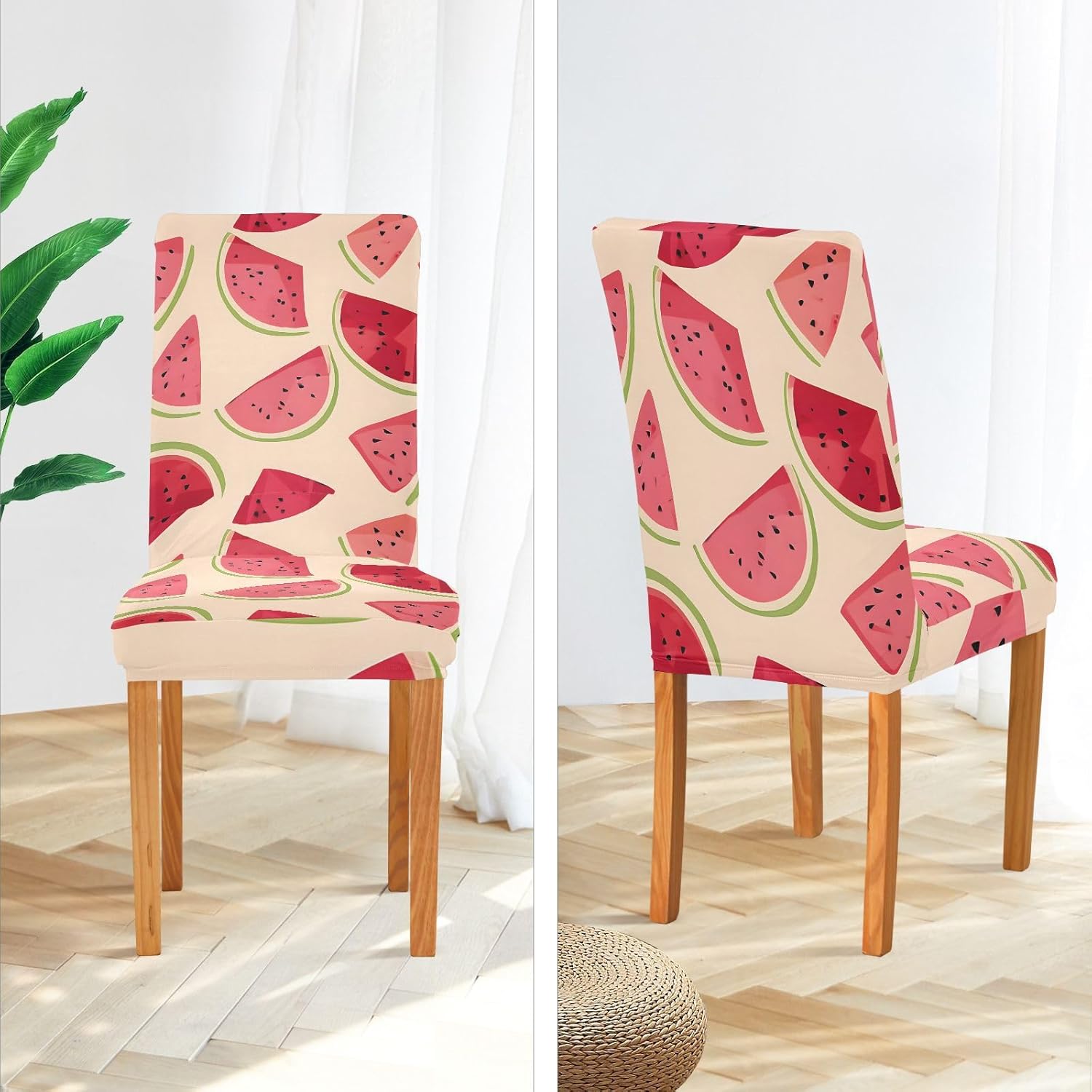 ALAZA Chair Covers for Dining Room, Watermelon Fruit Pattern Stretch Chair Cover Sets Chair Protector Removable Washable for Ktichen Restaurant Hotel