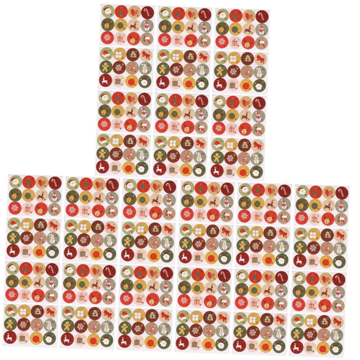 Angoily 60 Fogli Adesivi Natalizi Sigillanti per Sacchetti Caramelle Etichette Decorative Rotonde con Motivi Fiocchi e Renne Sticker Autoadesivi per Regali e Decorazioni Natale