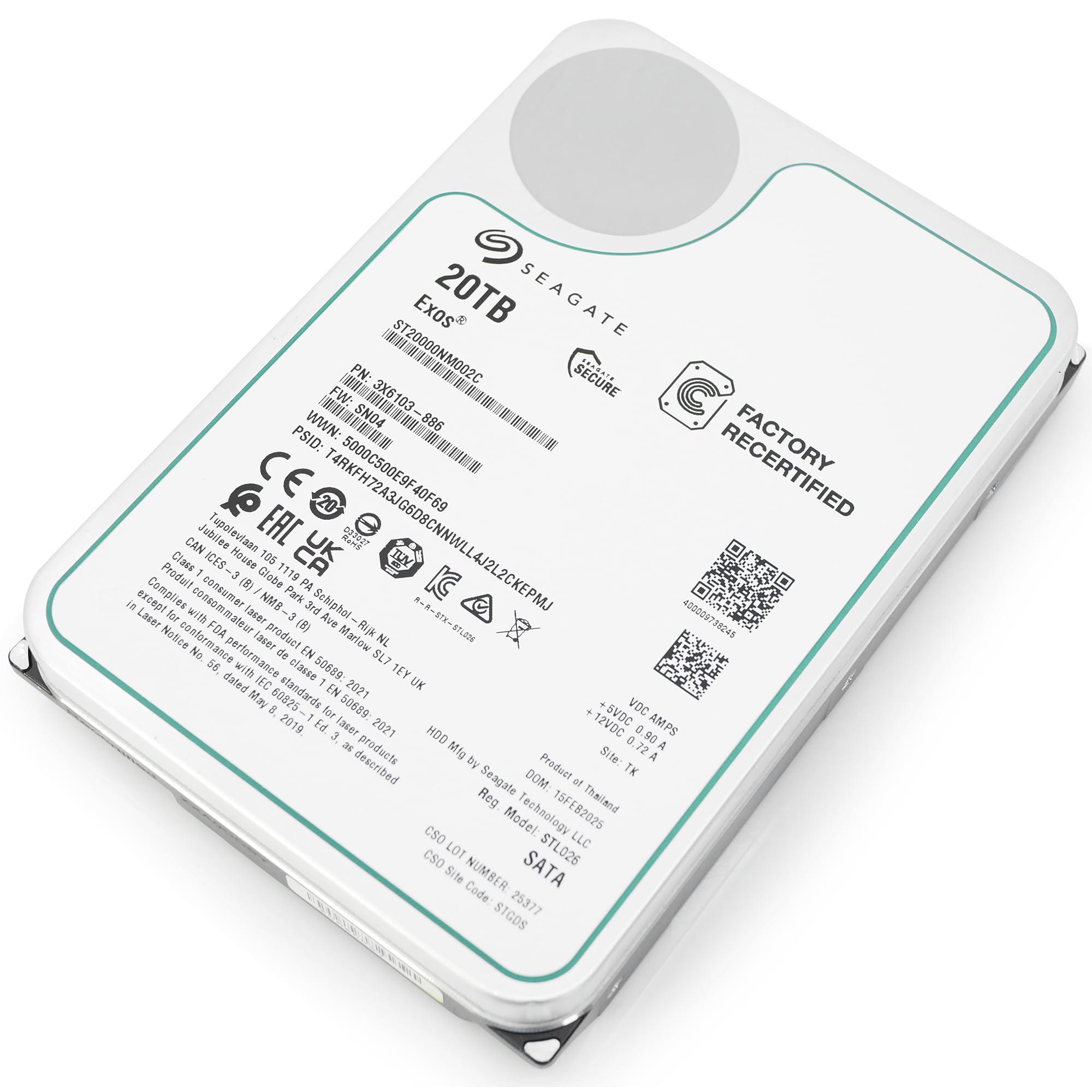ST20000NM002C Enterprise HDD Seagate Exos X22 20TB 7200RPM SATA