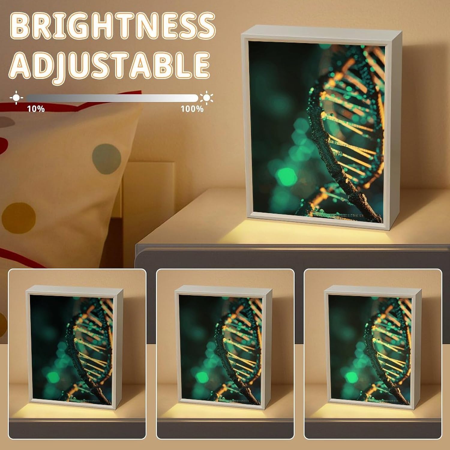 Blue and Black DNA Vanity Mirror with Lights Lighted Makeup Mirror with 3-Color Lighting Dimmable LED Makeup Mirror for Vanity Desk Tabletop Bedroom Dressing Room image 5