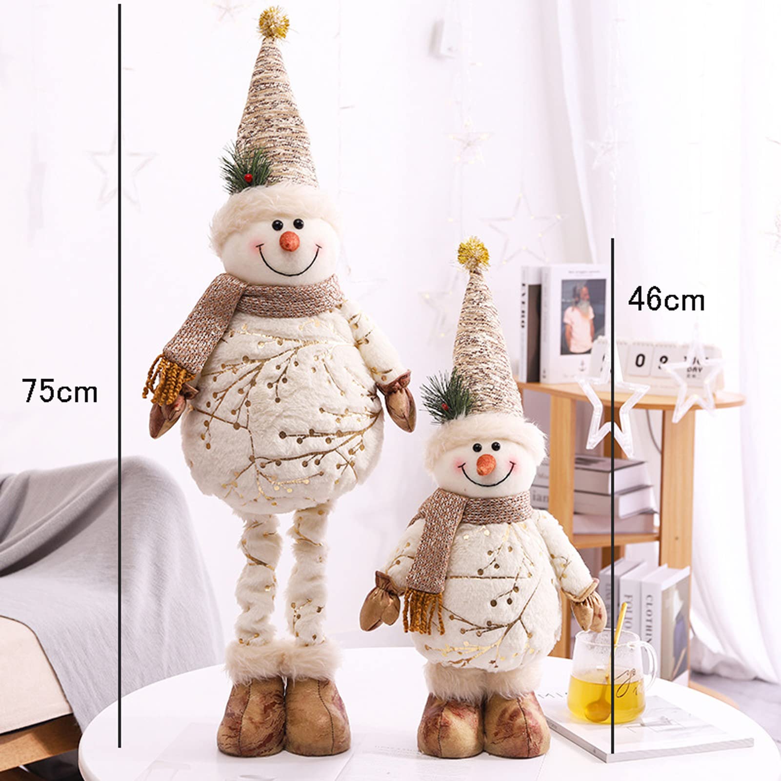 Amazon.co.jp: クリスマス 人形 雪だるま 足長 立ち 75cm ぬいぐるみ