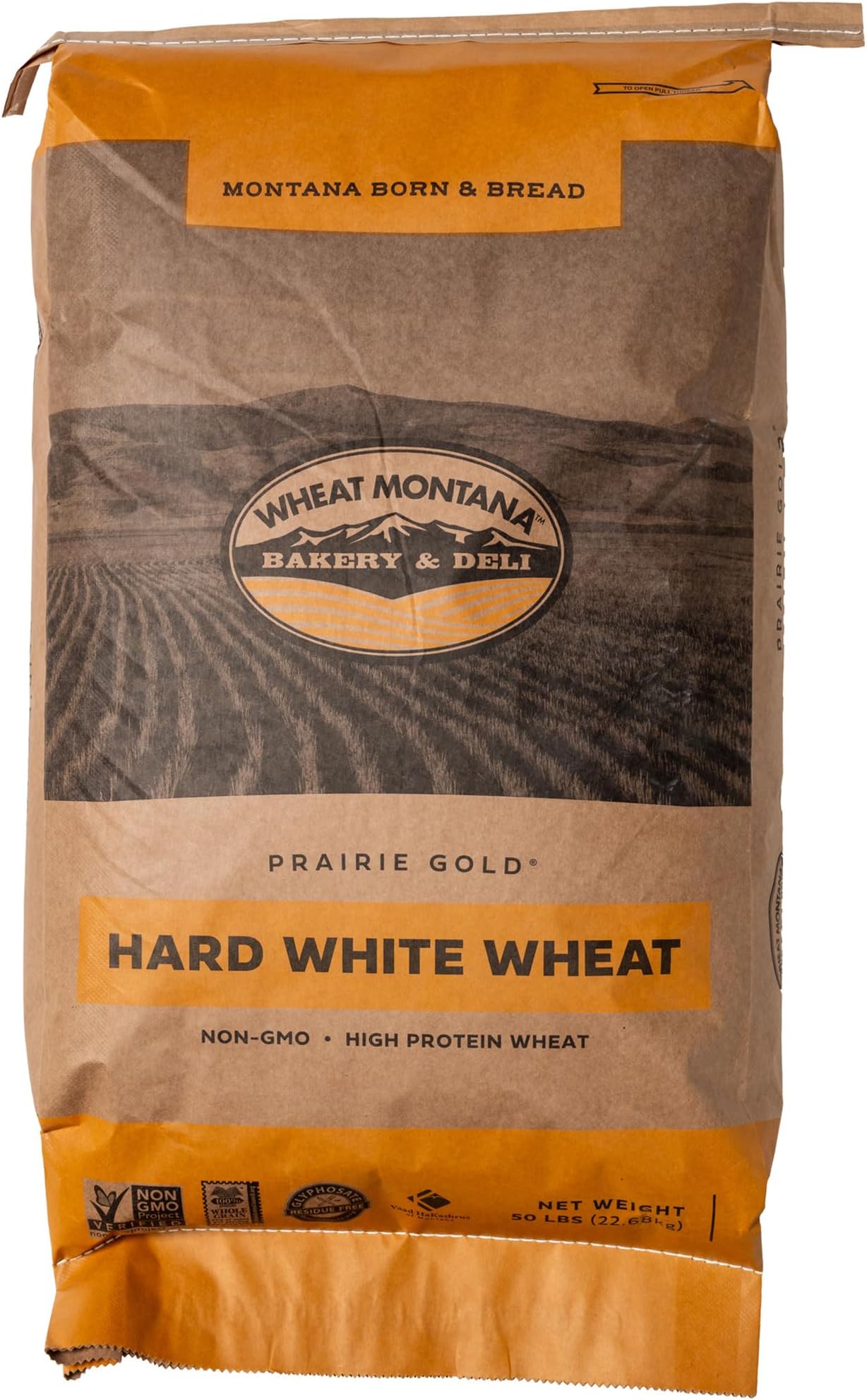 Wheat Montana: Prairie Gold: Wheat Berries - 50 lb Bulk Bag - 100% Whole Hard White Spring Wheat, Non-GMO, No Glyphosate, Milling, Bread & Baking